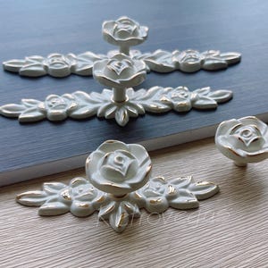 Fransk provinsiell lådhandtag i elfenbensrosa, shabby chic-stil, dekorativt byråhandtag WMLS002