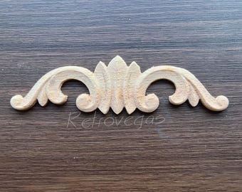 1 Piece Wood Carving Rosette Applique Shabby Chic Wood Embellishments Ornate Furniture Apliques Wood Onlay Furniture Trim Supplies WA133