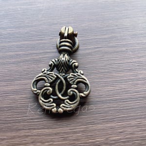 Antique Bronze Drop Bail Pull: Iron Cabinet Knob (1.3x2.2&quot;)