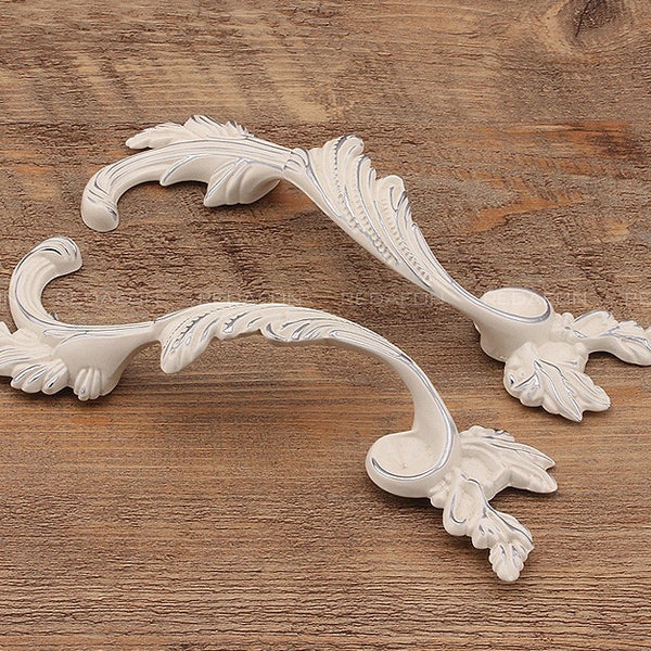 Ivory French Provincial Pull Drawer Pull Shabby Chic Decorative Dresser Drawer Handles WMLS315