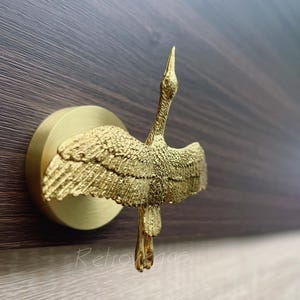 Solid Brass Crane Hook: Gold Robe Hook, Furniture Hardware WMLS1165