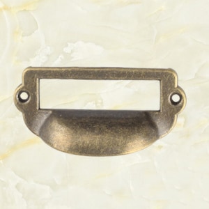 1PC Antique Bronze 82X36mm Library Label Drawer Pull Label holders Label Frames Just Add Label LS184