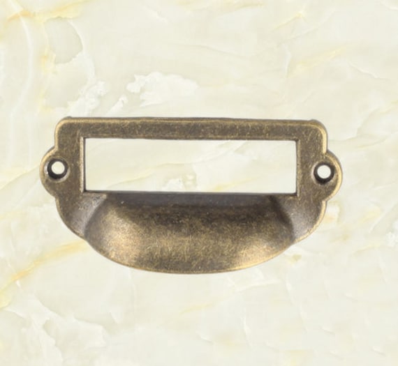 1pc Antique Bronze 82x36mm Library Label Drawer Pull Label Etsy