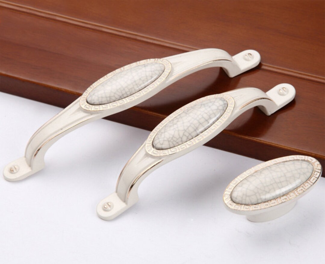 Ivory Ceramic Drawer Pull Decorative Dresser Drawer Handles Etsy