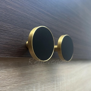 Massiver Messing Schubladenknauf in Schwarz & Gold WMLS654