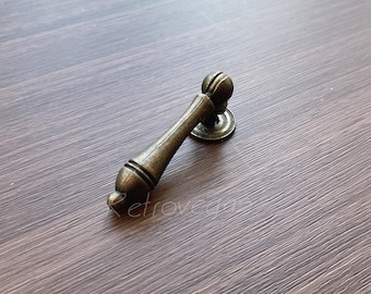 2 Pcs Antique Bronze Iron Drop Bail Pull: Cabinet Knob Handle LS538