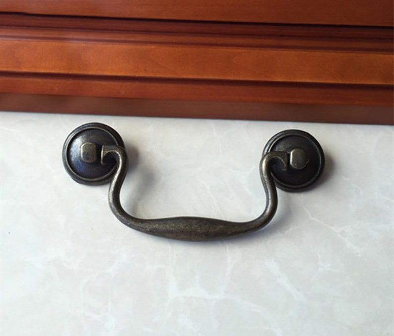 Bronze Antique Bail Pull Drawer Pull Shabby Chic Decorative Etsy
