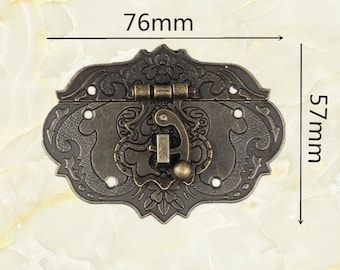 1PC 76x57mm Antique Bronze Box Latch, Rustic Latch Hasp, Trunk Latch, Trunk Hasp, Jewelry Box Hasp, Latch Lock, SK063