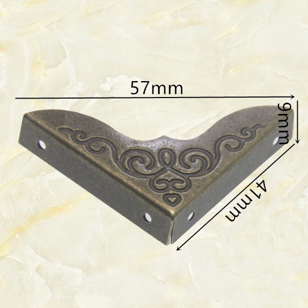 4PCS Antique Bronze 41x57mm Corner Protectors Vintage Corner Decorative Corner Bracket Jewelry Box Wood Decorative Corner Protector BJ034