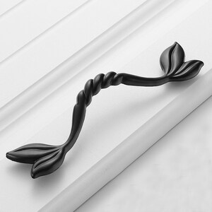 5" Black Leaf Decorative Drawer Pulls Cupboard Handle Kitchen Pulls Drawer Handles Modern Furniture Hardware WMLS472