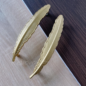 Massiver Messing Feder Schubladenknauf Gold Moderner Schrankknopf, Möbelbeschläge WMLS591