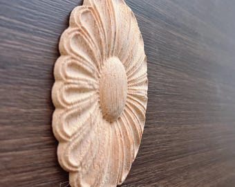 1 Stück Oval Rosette Applikation Shabby Chic Holz Verzierungen Verzierte Möbel Applikationen Holz Onlay Möbelzierleisten WA131