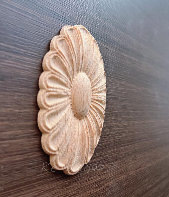 1 Piece Oval Rosette Applique Shabby Chic Wood Embellishments Ornate Furniture Apliques Wood Onlay Furniture Trim Supplies WA131