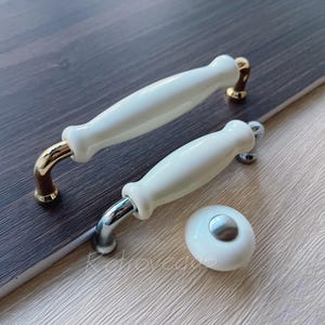 5&quot; 3.75&quot; Brushed Nickel/Silver/Gold White Ceramic Drawer Pull Decorative Dresser Drawer Handle WMLS366