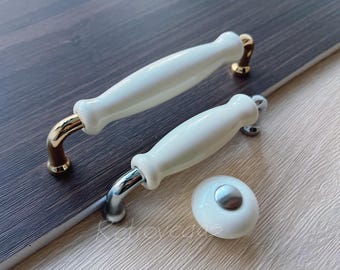 5&quot; 3.75&quot; Brushed Nickel/Silver/Gold White Ceramic Drawer Pull Decorative Dresser Drawer Handle WMLS366