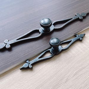 Black French Provincial Drawer Pull: Shabby Chic Dresser Handle WMLS137
