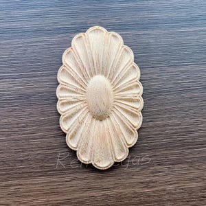 1 st. oval rosettapplikation shabby chic trädekorationer utsmyckade möbelapplikationer träpålägg möbeldetaljer WA131 bild 4