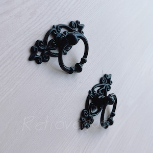 Black Antique Bronze Drop Ring Drawer Knob Shabby Chic Decorative Dresser Drawer Pull FSLS161