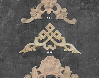 Lot De 4 Appliques Murales En Bois Sculpté – Non Peintes – Décoration Intérieure États-Unis