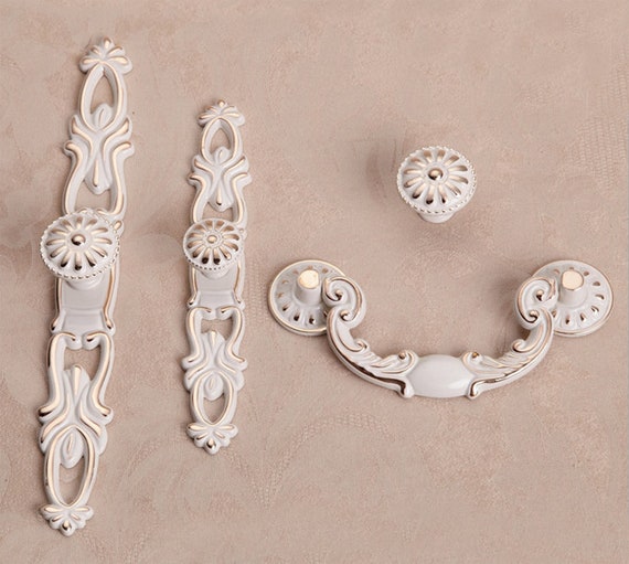 French Provincial Back Plate Pull Drawer Pull Shabby Chic Etsy