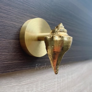 1PC Shell Gold Hook Solid Brass Hook Robe Hook Furniture Hardware hook Decorative Hook WMLS1225