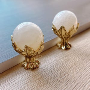 Tirador de cajón con perilla de piedra dorada, decorativo, para tocador, gabinete, WMLS1151