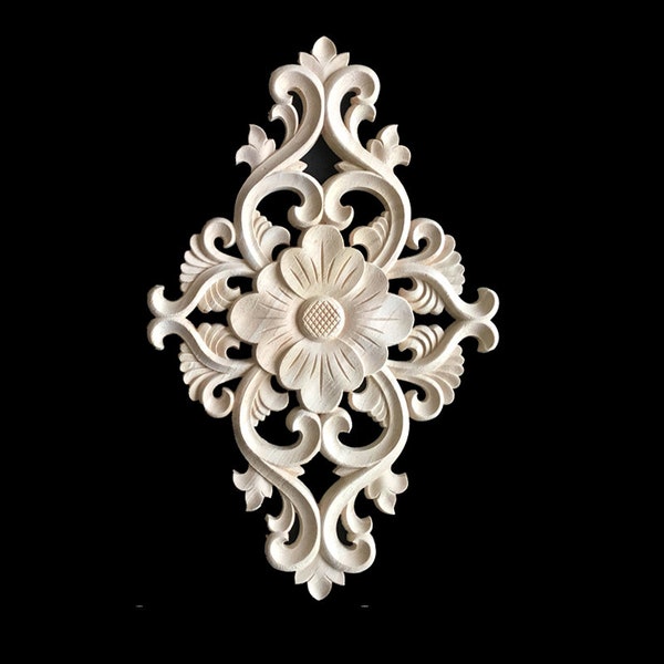 1 pièce Shabby Chic Embellissements en bois Ornate Meubles Apliques Bois Onlay Meubles Garniture Fournitures WA042