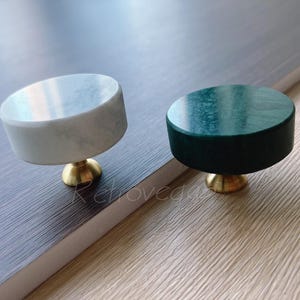 Tirador de cajón de latón macizo con pomo redondo de mármol, estilo moderno, decorativo, para tocador, herrajes para muebles modernos WMLS606