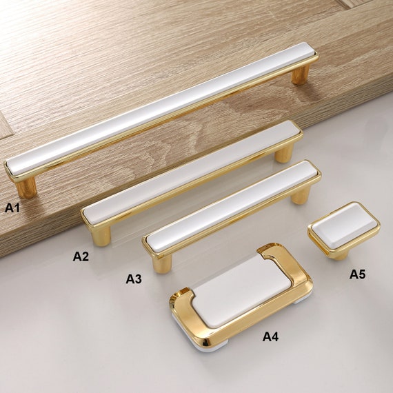 7.55 5 3.75 2.5 Hole Center Gold White Metal Drawer Pull Decorative  Dresser Knob Cabinet Handles WMLS326