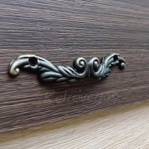 5 tiradores de bronce antiguo de estilo francés chic para gabinete, 45 x 11 mm, LS503