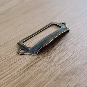 4 Antique Bronze Library Label Holders: Drawer Pull Frames (90x45mm) LS177