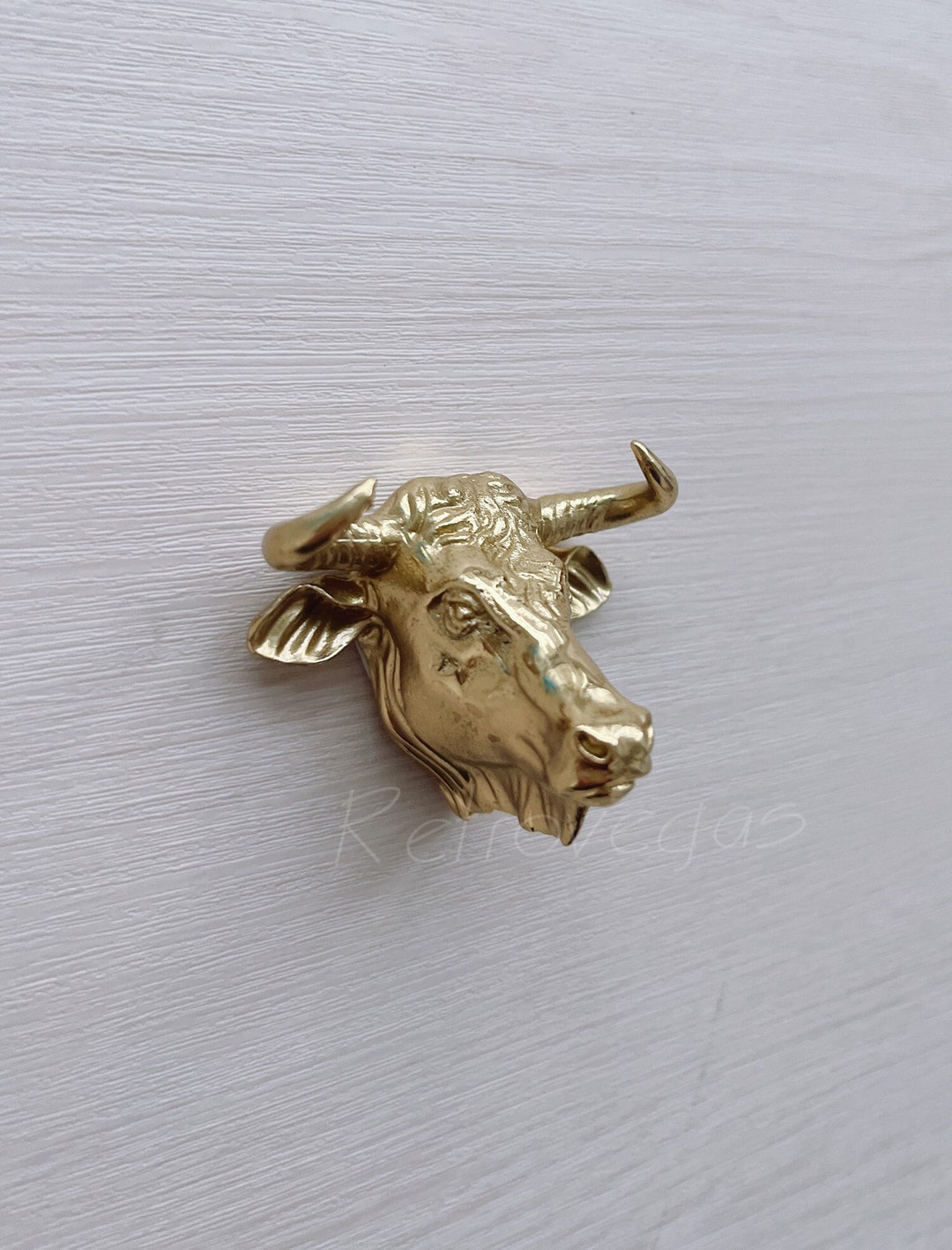 Solid Brass Bull Drawer Pull: Modern Cabinet Knob, Furniture Hardware ...