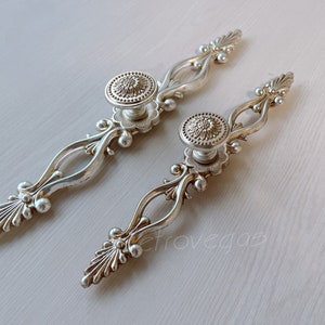 French Provincial Antique Rose Backplate Style Drawer Pull Shabby Chic Decorative Dresser Drawer Handle FSLS003