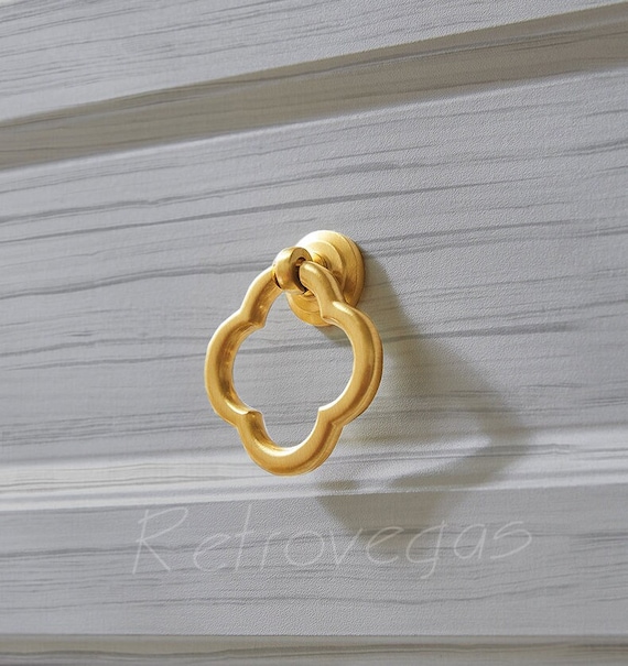 Solid Brass Flower Drop Ring Knob: Modern Dresser Drawer Pull WMLS349 - Etsy