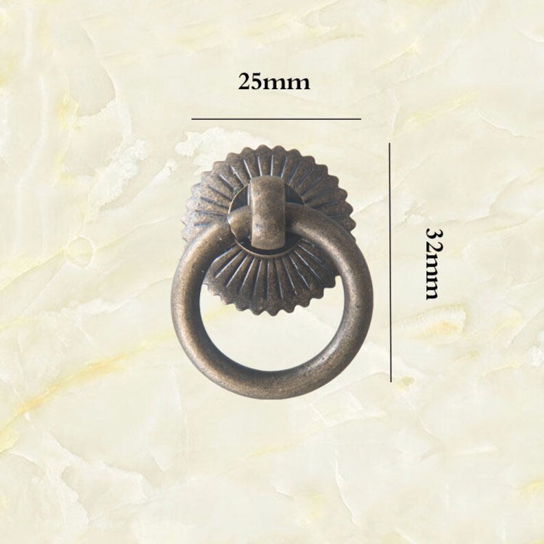 1PC Antique Bronze Vintage Ring Pull Handle Dresser Drop Pull Cabinet Pull Knob Pull Handle LS230
