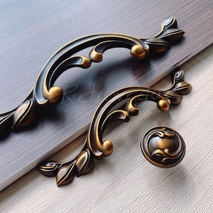 Antique Brass French Provincial Drawer Bail Pull Shabby Chic Decorative Dresser Drawer Handle WMLS1010