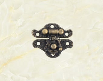 4PCS 37x27mm Mini loquet en fer en bronze antique, loquet en fer rustique, loquet de coffre, coffre Hasp, boîte à bijoux, verrou de verrouillage, SK026