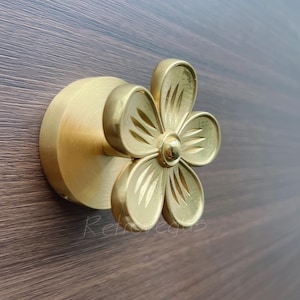 1PC Flower Gold Hook Solid Brass Hook Robe Hook Furniture Hardware hook Decorative Hook WMLS1123