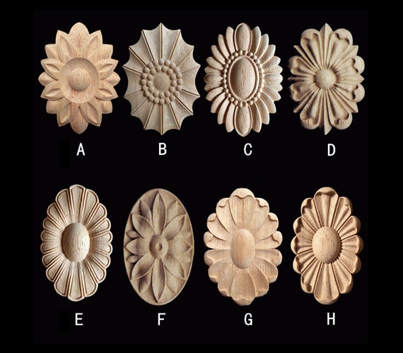 1 Piece Wood Carving Rosette Applique Shabby Chic Wood -  Portugal