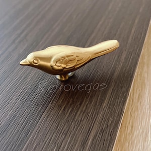 Solid Brass Bird Drawer Pull: Modern Cabinet Knob WMLS1170
