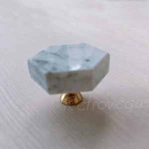 White Hexagon Brass Drawer Pull: Modern Cabinet Knob WMLS915