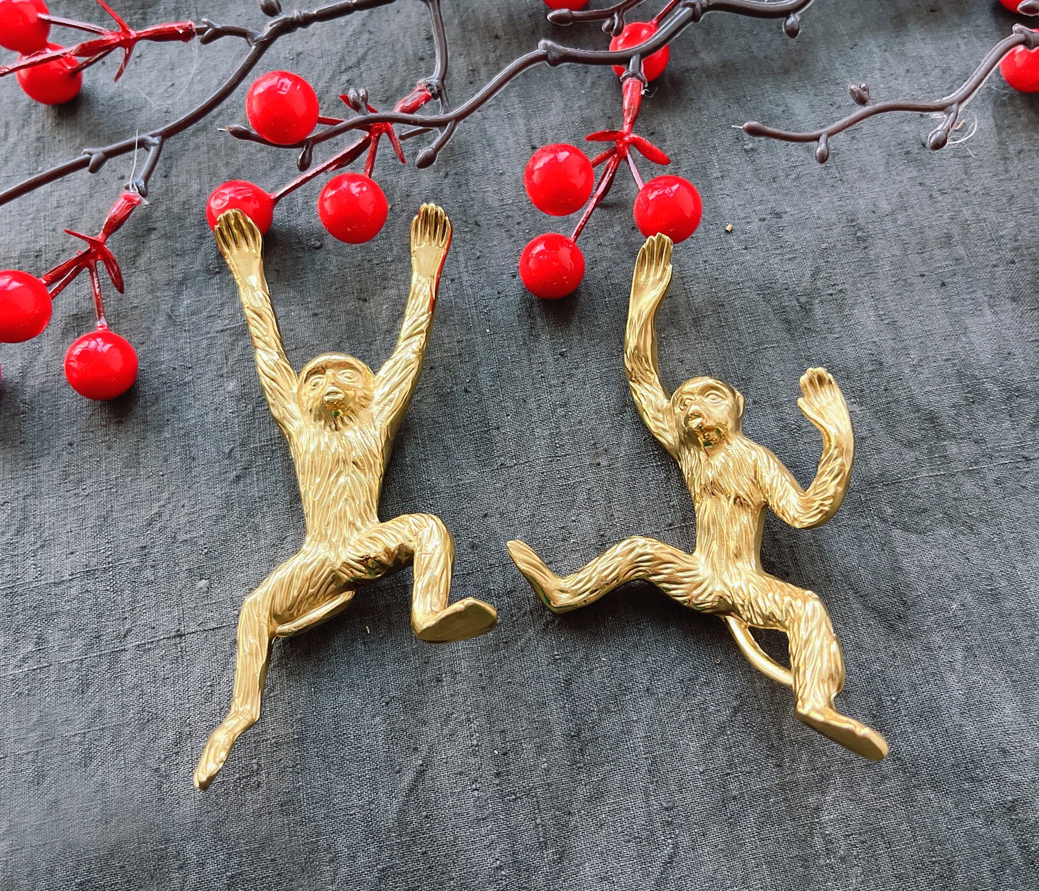 Figurines Singe En Laiton Massif – Ornements Déco, Neuf Avec Étiquettes
