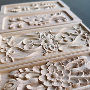 1 Piece Rectangular Rosette Applique Shabby Chic Wood Embellishments Ornate Furniture Apliques Wood Onlay Furniture Trim Supplies WA128