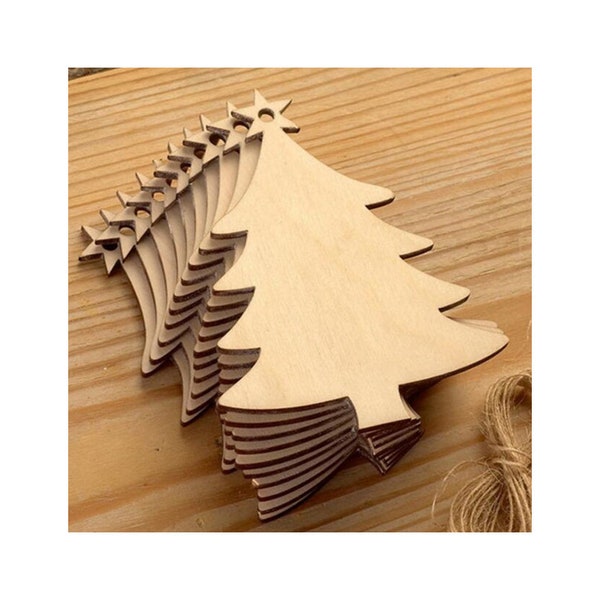 Lot de 20 pièces arbre Laser Cut Tag bois découpe bois formes Tag Noel bricolage fournitures WP003 de mariage