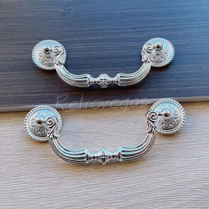 Silver Bail Pull: Iron Cabinet Knob, Dresser Handle LS511