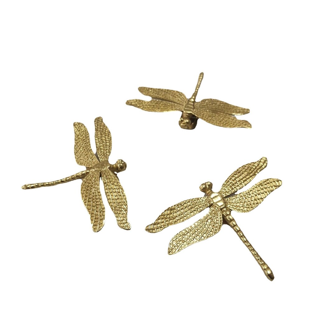 Solid Brass Dragonfly Drawer Pull Modern Style Decorative Dresser Knob