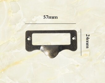2PCS 57X24mm Antique Bronze Label Drawer Pull Label holders Label Frames Just Add Label LS221