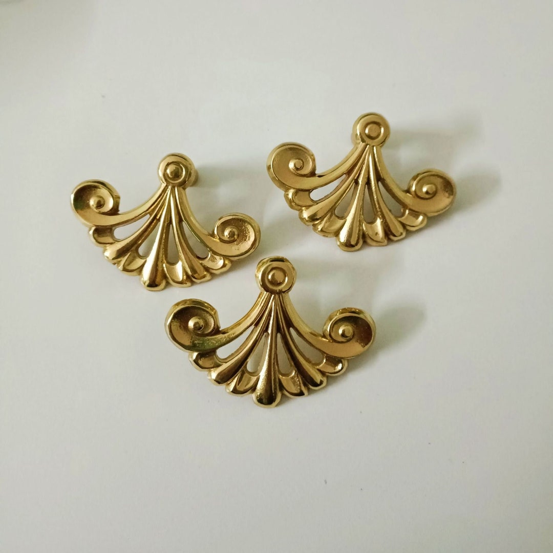 Solid Brass Flower Drawer Pull Modern Style Decorative Dresser Knob