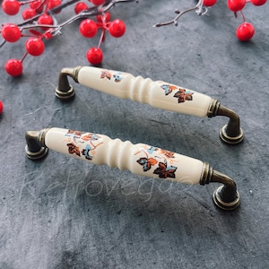 Floral Ceramic Drawer Pull Decorative Dresser Drawer Handle WMLS015