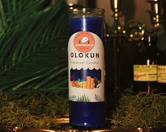 Prepared Olokun Stability 7 Day Ritual Candle || Dreams - Shadow Work  -Release Trauma ||